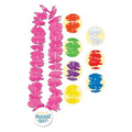 36" Silk 'N Petals Party Lei w/ Custom Direct Pad Printed 2-1/2" Plastic Hook Medallion